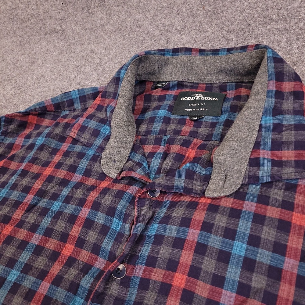 Rodd And Gunn Albini Mens 2XL Blue Red Window Plaid Italian Fabric Button Shirt